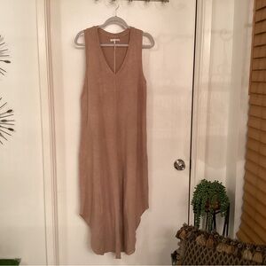 Sleeveless Tan Dress midi comfy soft by Stitchdrop size Large